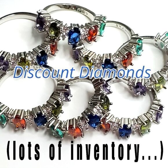 14K White Gold on 925 Multi Color Oval Cut Sapphire Cocktail Ring Women's - Picture 5 of 9